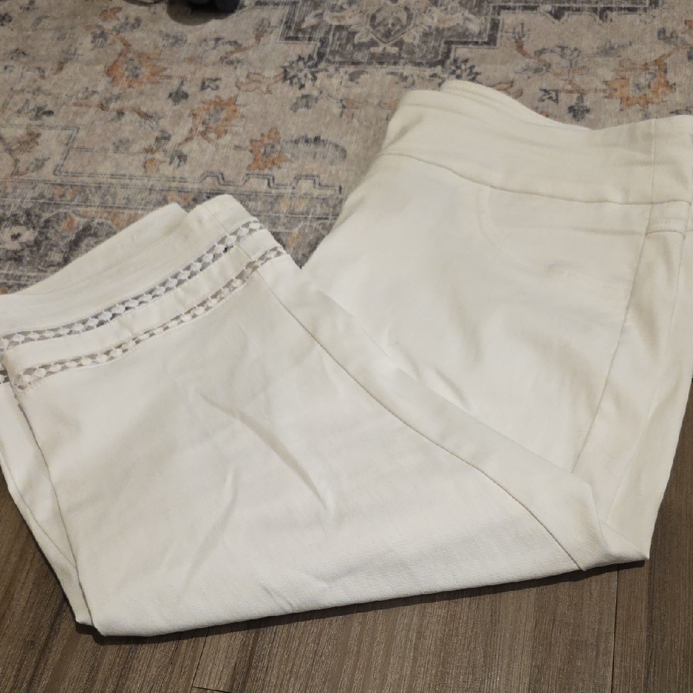 Ruby Rd. Cream Pants with Embroidered Detail
